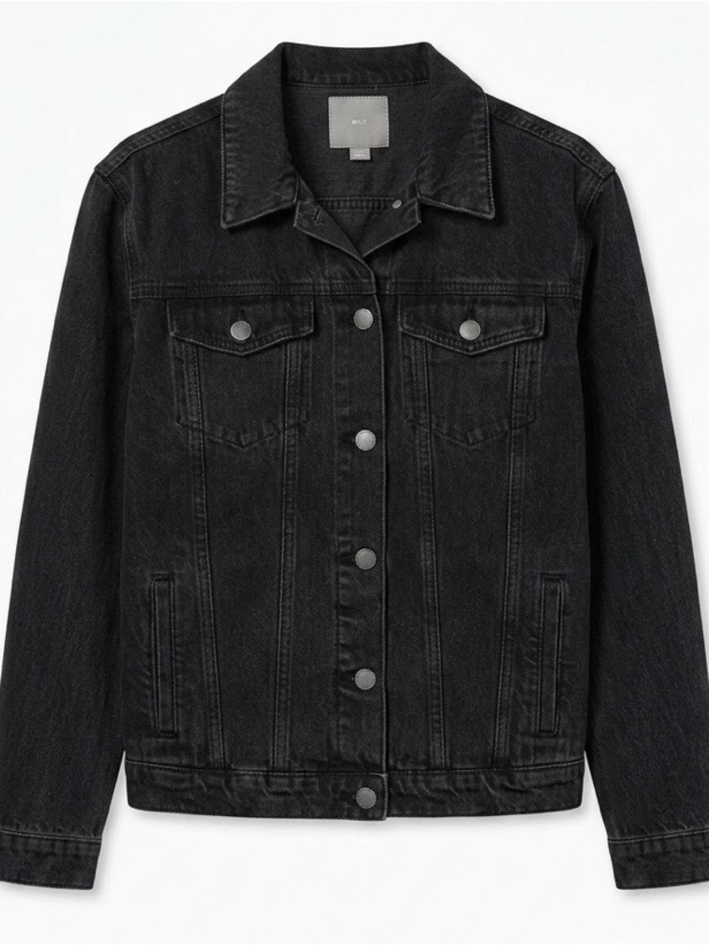 Classic Black Denim Jacket with Button-Front